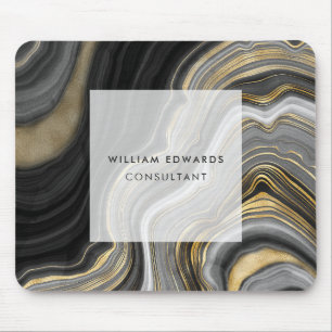 Mousepad Cinzas Negras e Pedra Dourada Marble