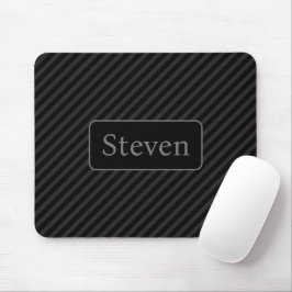 Mousepad Cinzas sofisticadas e Black Pinstriped Personaliza