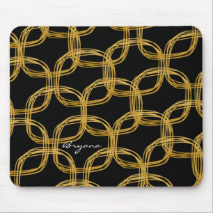 Mousepad Círculo de Folha de Ouro Moderno Glam Almofada de