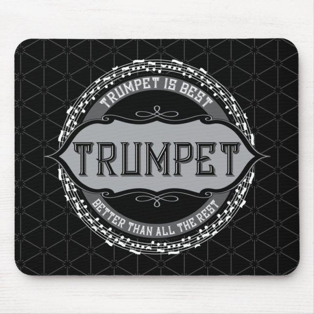 Mousepad Círculo de Melhor Nota de Música de Trompete (Frente)