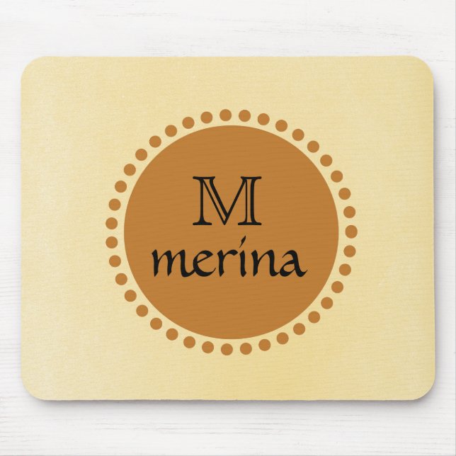Mousepad Círculo Dourado Amarelo Monograma (Frente)
