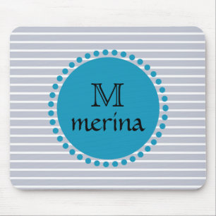 Mousepad Círculo Dourado com risca azul monograma
