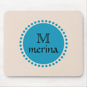 Mousepad Círculo Dourado do Teal Azul Monograma