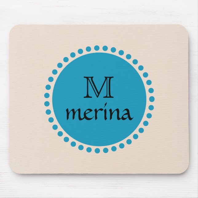 Mousepad Círculo Dourado do Teal Azul Monograma (Frente)