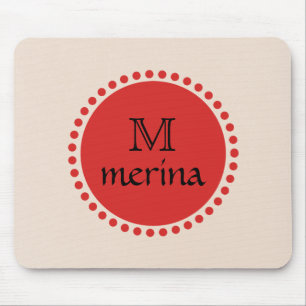 Mousepad Círculo Dourado Vermelho Monograma
