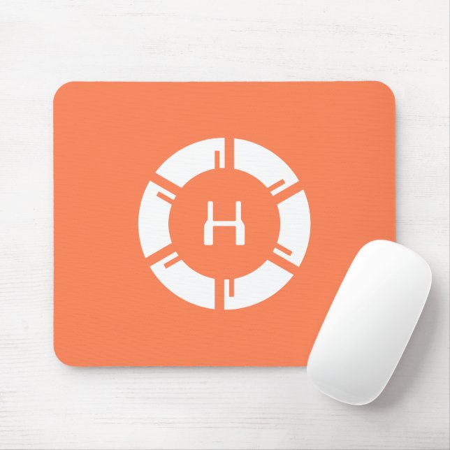 Mousepad Círculo Físico-Físico Com Coral Monograma Personal (Com mouse)