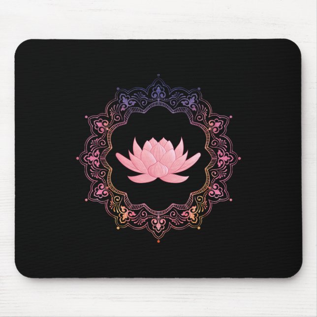 Mousepad Círculo Mandala de Lótus Yoga Espiritual  (Frente)