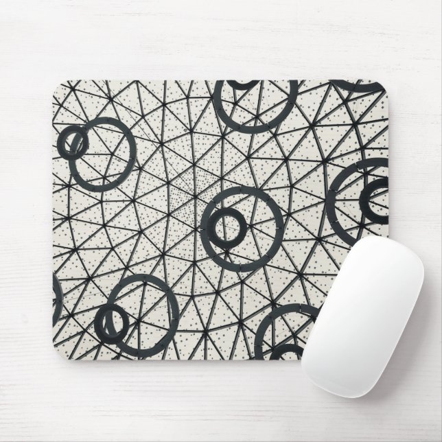 Mousepad Círculos Abstrato preto e branco (Com mouse)