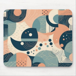 Mousepad Círculos Abstratos Inspirados no Bauhaus Linhas Az