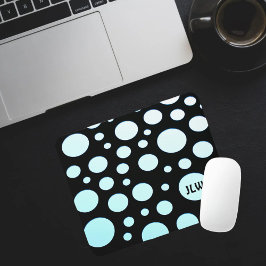 Mousepad Círculos Azuis de Sol Retroativo Moderno a Preto