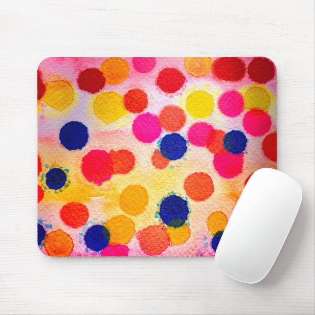 Mousepad Círculos bonitos bolinhas de aquarelas (Com mouse)