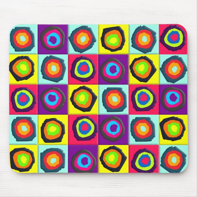 Mousepad Círculos coloridos dentro de quadrados (Frente)
