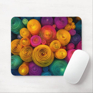 Mousepad Círculos concêntricos multicoloridos textura abstr