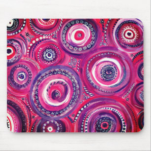 Mousepad Círculos cor-de-rosa e roxo e espirros de arte or