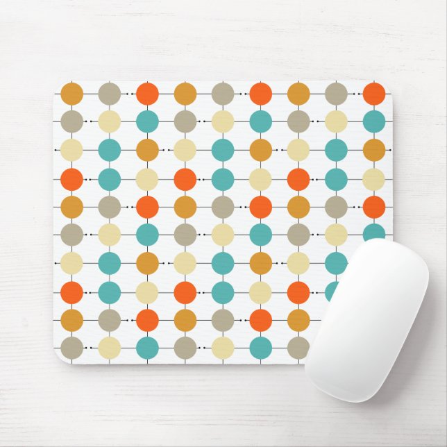 Mousepad Círculos De Barramento De Creme Laranja Turquesa E (Com mouse)