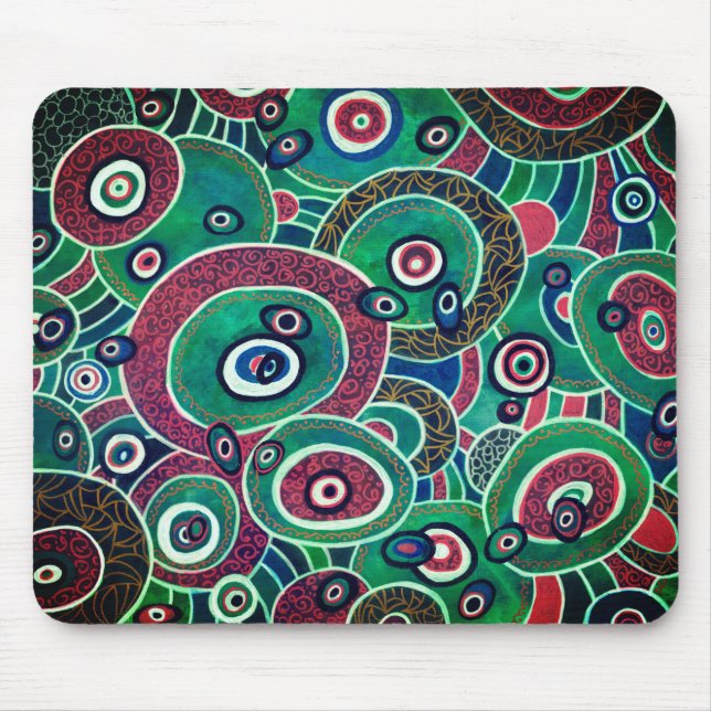 Mousepad Círculos de Maroon e Turquesa e Ovalos Originais (Frente)