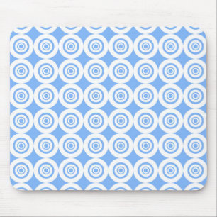 Mousepad Círculos de Padrão Geométrico Azul Claro e Branco