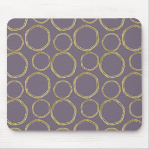 Mousepad Círculos Dourados & Bege Rústico Roxo Moderno Fash