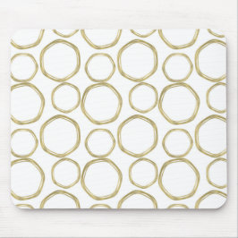 Mousepad Círculos Dourados Em Branco Moderno