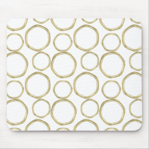 Mousepad Círculos Dourados em Moderno Branco