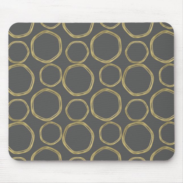 Mousepad Círculos Dourados & Moderno Cinza Tendência (Frente)