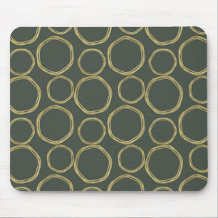 Mousepad Círculos Dourados & Verde Oliva Rústico Moderno Te