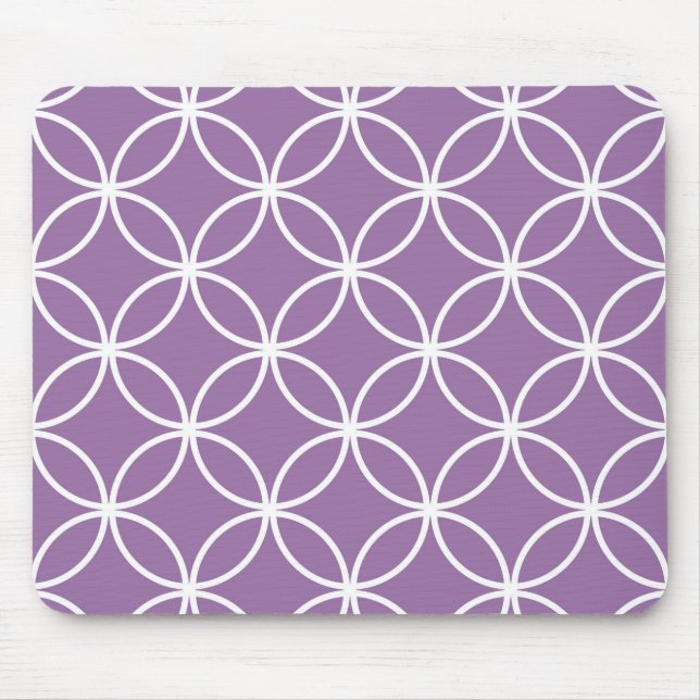 Mousepad Círculos Fofos Padrão Geométrico Lavanda Roxo (Frente)