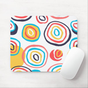 Mousepad Círculos Funky Doodle em Branco