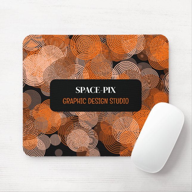 Mousepad Círculos Gráficos Laranja, Designer Gráfico (Com mouse)