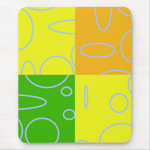 Mousepad Círculos legal e Loops em Verde Amarelo Laranja