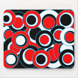 Mousepad Círculos Mod Vermelho Preto e Branco