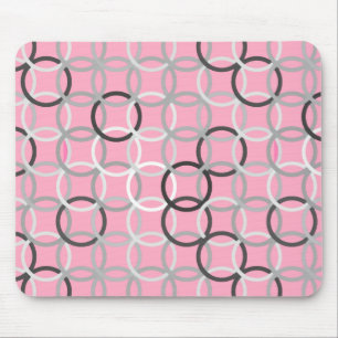 Mousepad Círculos modernos do meio século, cor-de-rosa