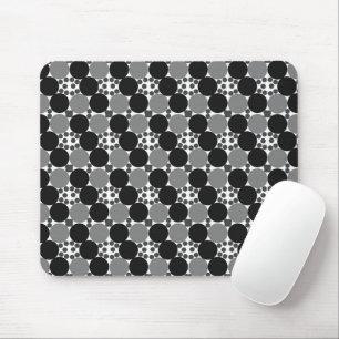 Mousepad Círculos Monocromáticos: Abstrato Preto Branco E C