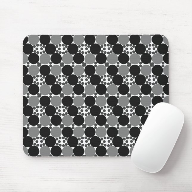 Mousepad Círculos Monocromáticos: Abstrato Preto Branco E C (Com mouse)