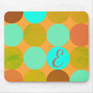 Mousepad Círculos Monograma Azul Turquesa Verde e Laranja