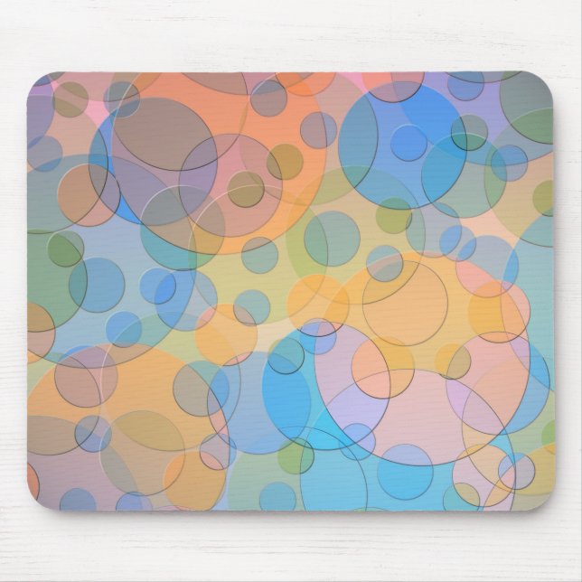 Mousepad Círculos Pastel Sobrepostos Design Moderno (Frente)