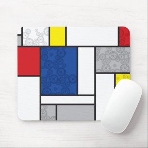 Mousepad Círculos Retro Mondrian Minimalista Arte Mod De St