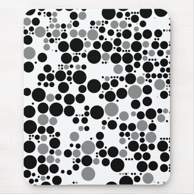 Mousepad Círculos retros do grayscale preto e branco (Frente)