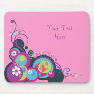 Mousepad Círculos retros, redemoinhos & flores