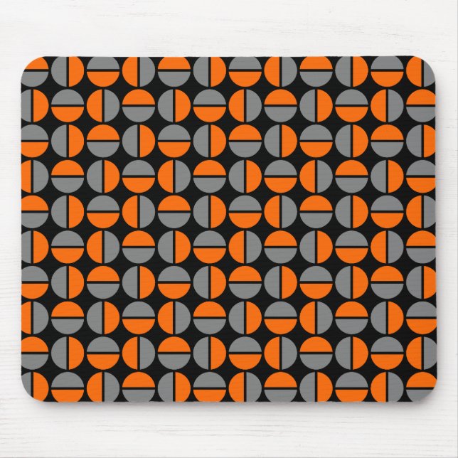 Mousepad Círculos rotativos - Laranja e Cinza em preto (Frente)