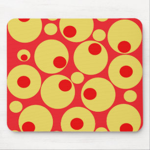Mousepad Círculos vermelho e Dourado