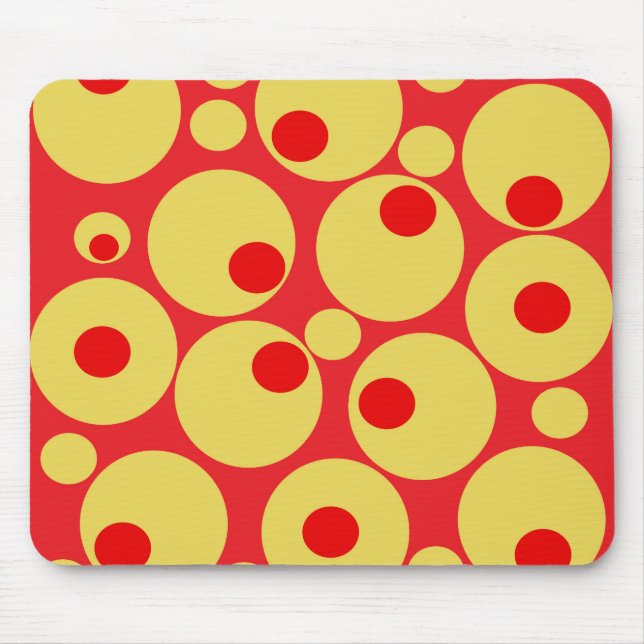 Mousepad Círculos vermelho e Dourado (Frente)