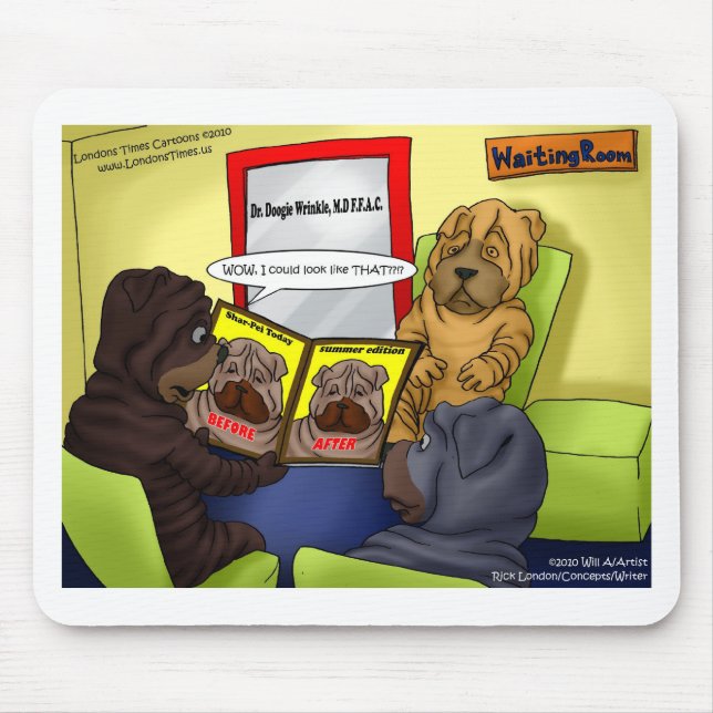 Mousepad Cirurgia Plástica Shar-Pei Camisetas Engraçadas Ca (Frente)