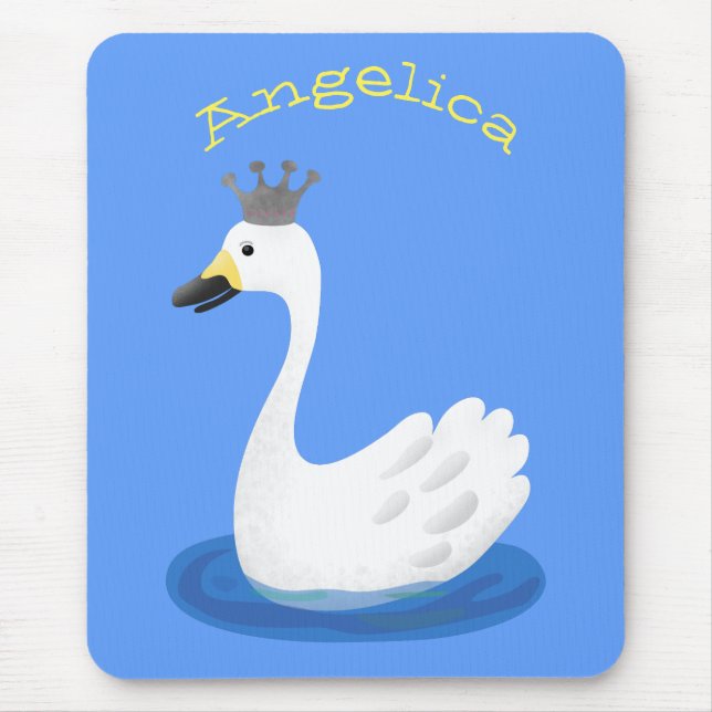 Mousepad Cisne branco bonito com desenho animado (Frente)