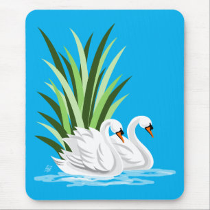 Mousepad Cisne Branco No Bloco De Boca-Água