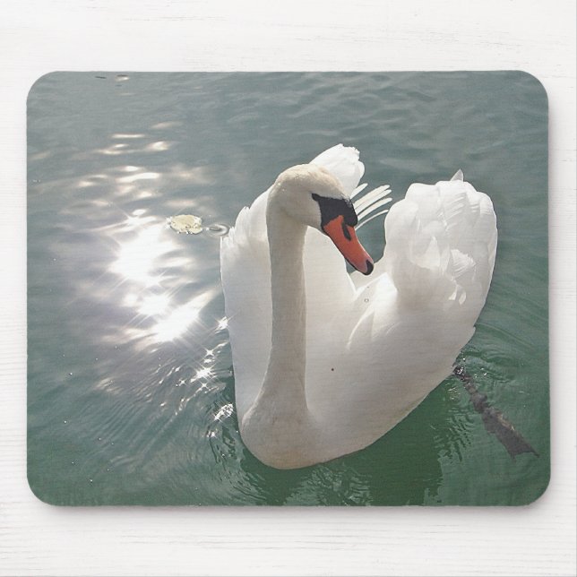 Mousepad Cisne branco romântico (Frente)