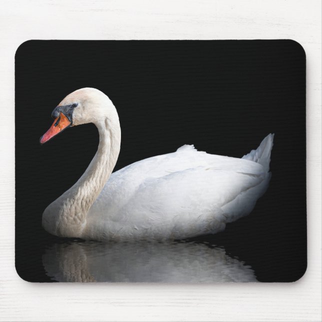 Mousepad Cisne branco sobre preto (Frente)