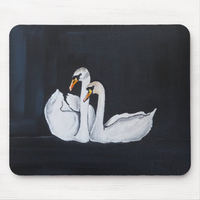 Mousepad Cisnes à Noite Pintura de Alfred Fox (Frente)