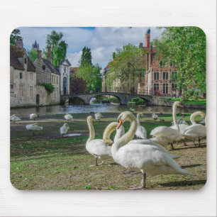Mousepad Cisnes brancas no centro de Bruges