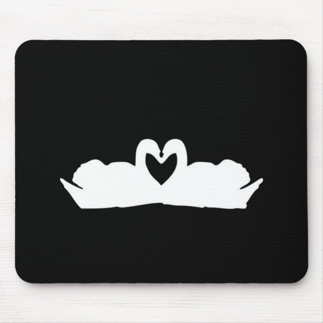 Mousepad Cisnes De Amor Preto E Branco (Frente)